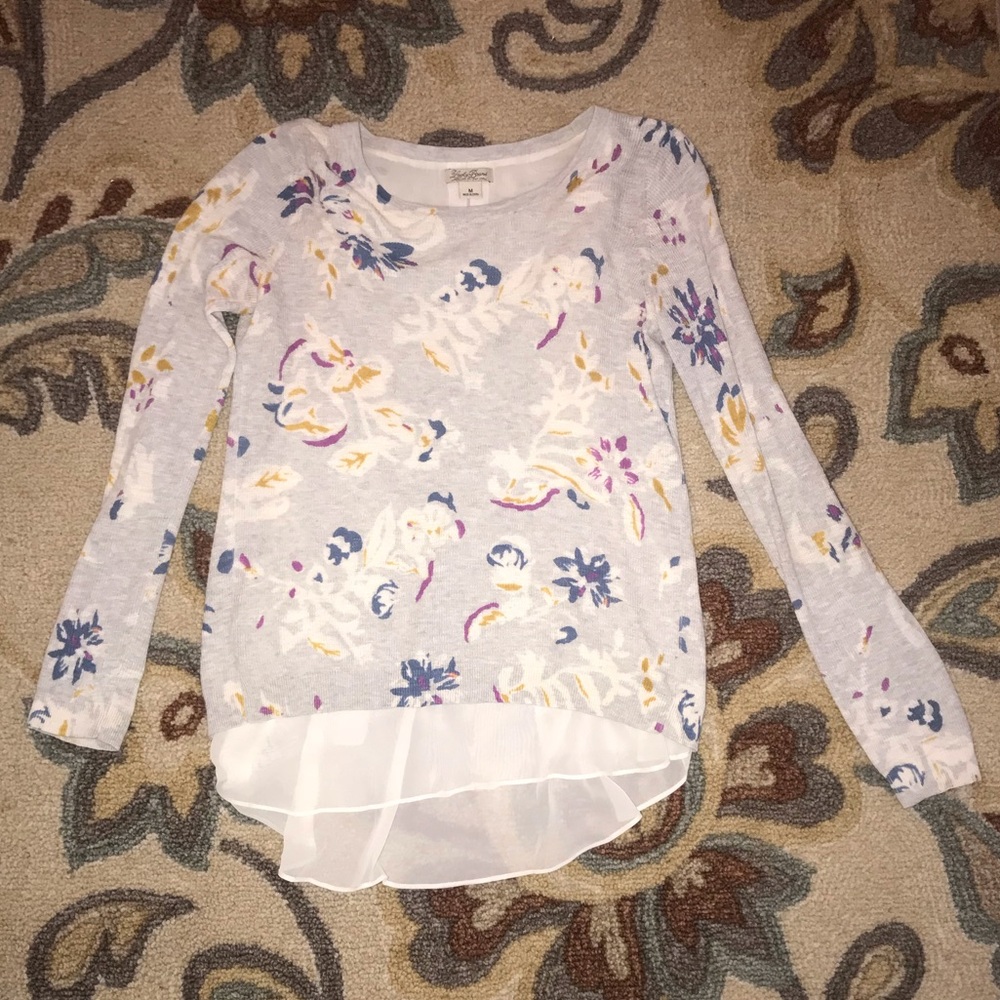 Lucky Brand Floral long Sleeve/ Sweater M